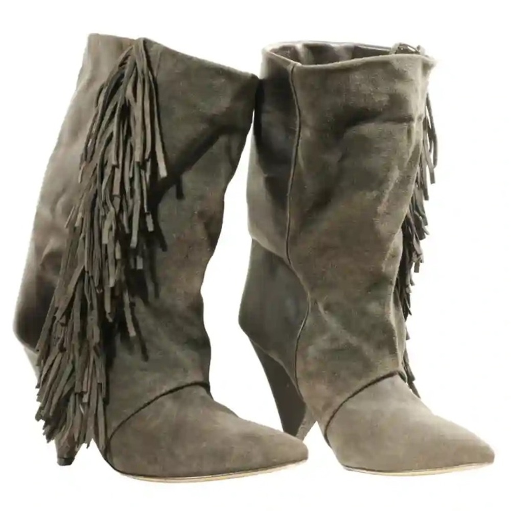 Isabel Marant pour H&M slouchy fringe gray boots, EUR 39/US 8